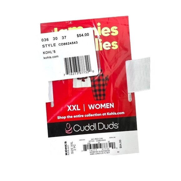 Cuddl Duds Womens Red Black Plaid Jammies Polar Bear Pajamas 2 Pc Set Sz XXL New - Picture 4 of 7